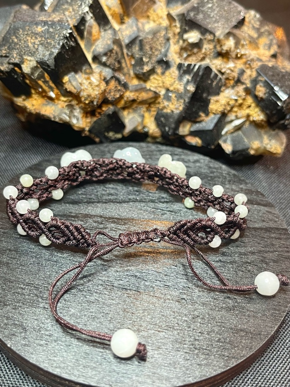 🌑Genuine Jadeite Adjustable Macrame Bracelet🌑 - Picture 3 of 3